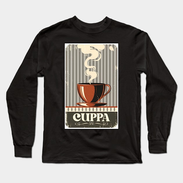 Vintage style CUPPA Coffee Long Sleeve T-Shirt by rymeldy